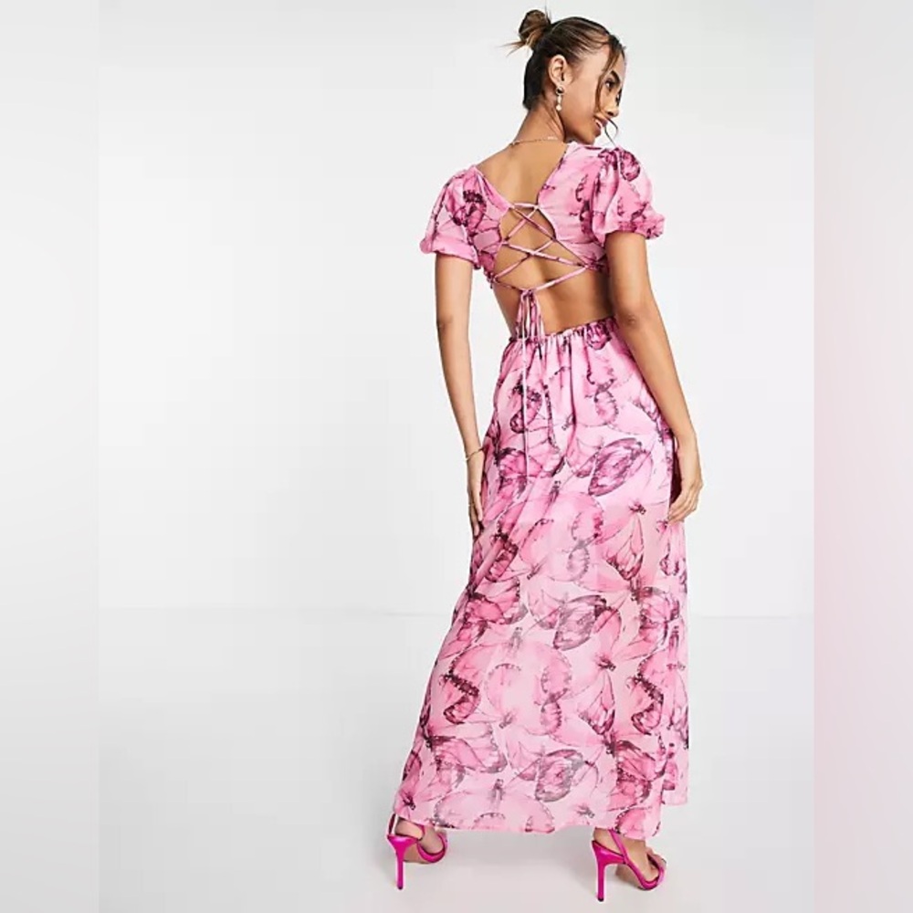 Pink butterfly pattern dress
